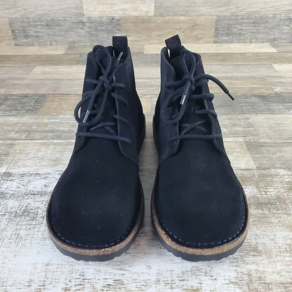 Birkenstock Uppsala Mens Chukka Boots Sz 10 Black Suede Leather Lace-Up Mid Top